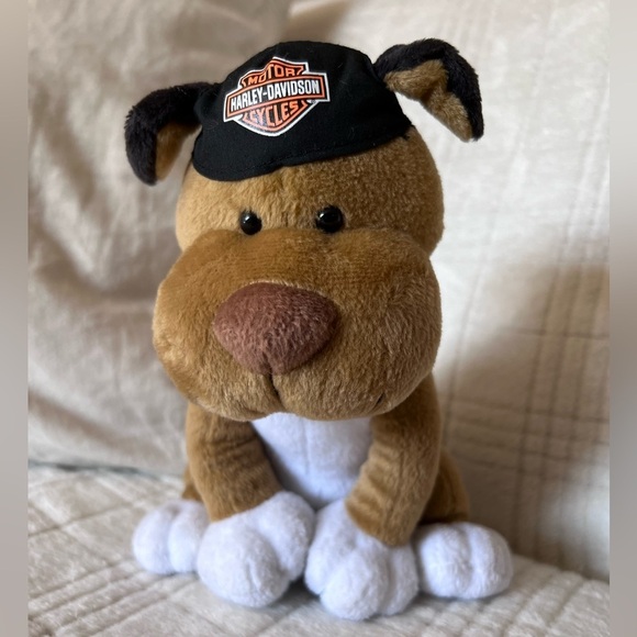 Harley Dog Plush Brown 9” 2012 Puppy Stuffed Animal Bobble Head Retired Bandana - Picture 1 of 3